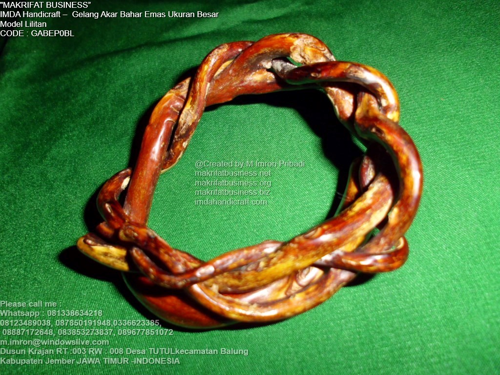  Kerajinan  Handicraft Gelang  Akar Bahar Full Warna Emas  